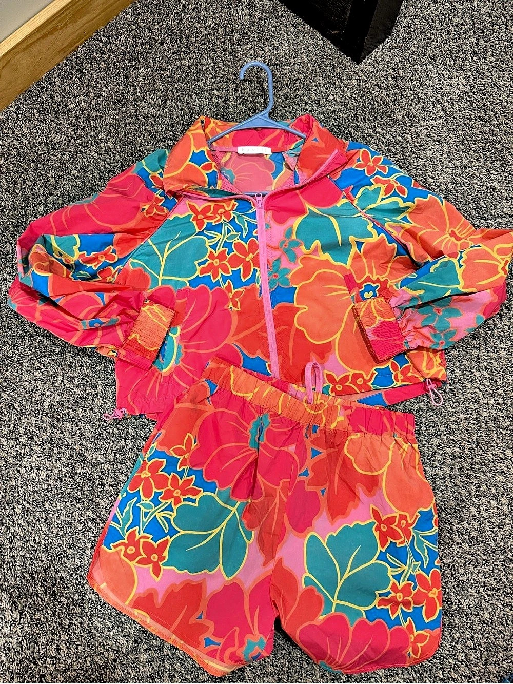Karlie Floral Jacket & Shorts Set in Pink & Blue